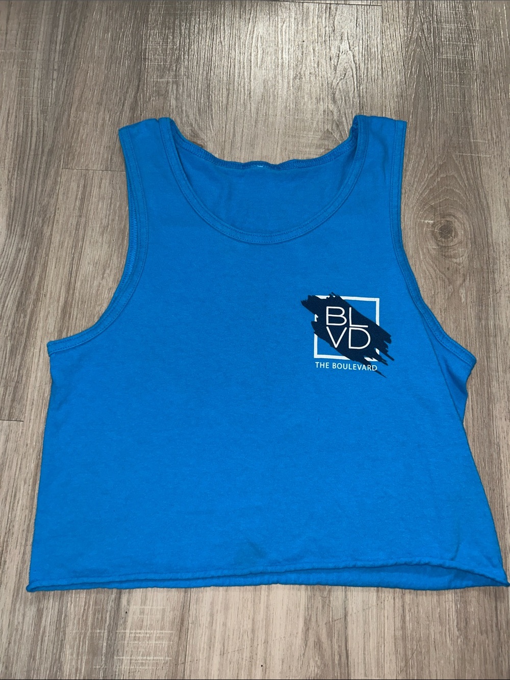 BLVD Bright Blue Logo Cropped Tank